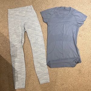 Blue Lululemon Leggings and Shirt Bundle